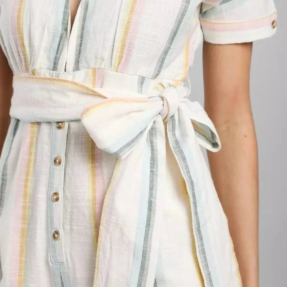 NWT Billabong x The Salty Blonde Dream Weaver Wide Leg Crop Striped Jumpsuit-S_6